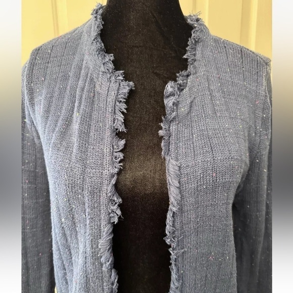 CAbi Sweater Sz M Duchess Long Blue Fringe Cardigan Hippie Y2K 90’s Grunge Boho - Picture 4 of 8